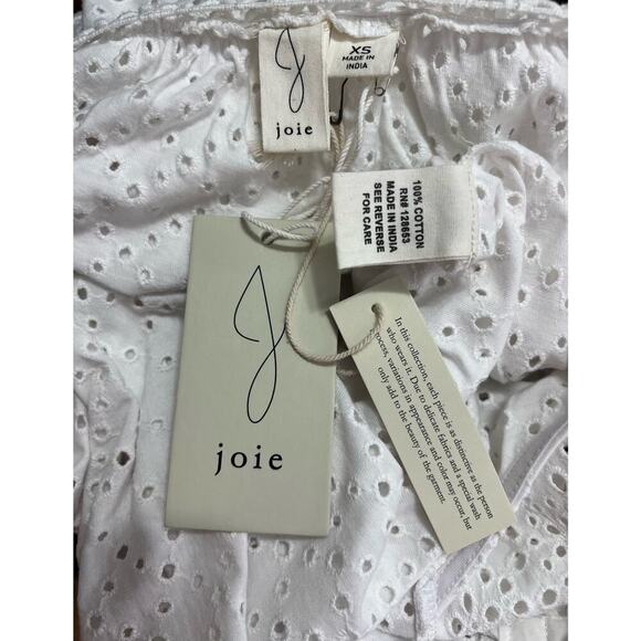 Joie Embroidered Blouse White Ruffles sleeve Size XS short Sleeve NWT - Picture 7 of 12